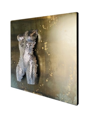 Tableau bougeoir inox acier, Teix art