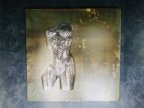 Tableau Féminité inox et acier, Teix Art 1