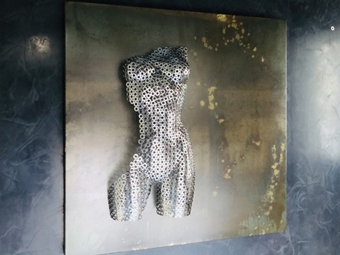 Tableau Féminité inox et acier, Teix Art 2