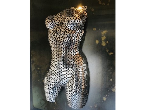 Tableau Féminité inox et acier, Teix Art 5