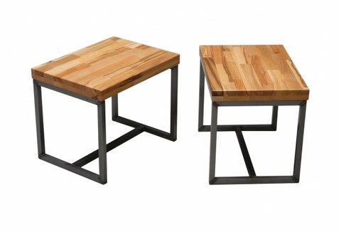 Table basse acier et bois, Teix Art 1