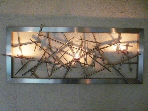 Tableau bougeoir inox Mikado, Teix art 3