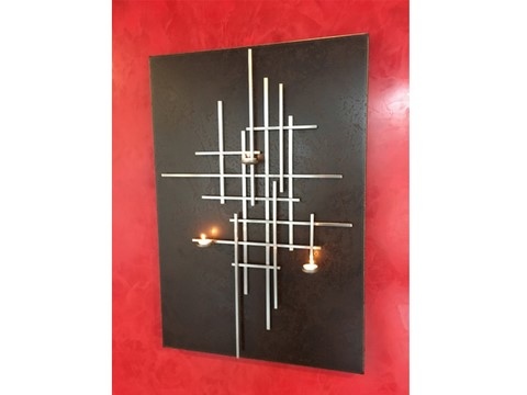 Tableau bougeoir inox acier, Teix art 3